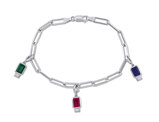 4.24 Carat (ctw) Lab-Created Ruby, Blue Sapphire and Emerald Bracelet in Sterling Silver (7.50 Inches)